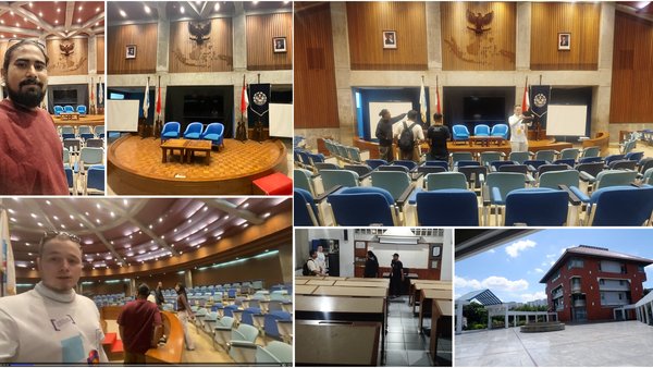 Taufiq, Petr, Lutfi visiting the venue with Amelia and Rizki before the conference